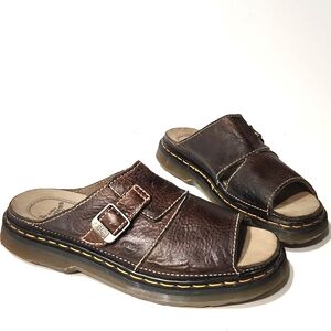 Vintage 90's Y2K Dr. Martens 9075 Dune Chunky Brown Leather Slide Sandals US 11
